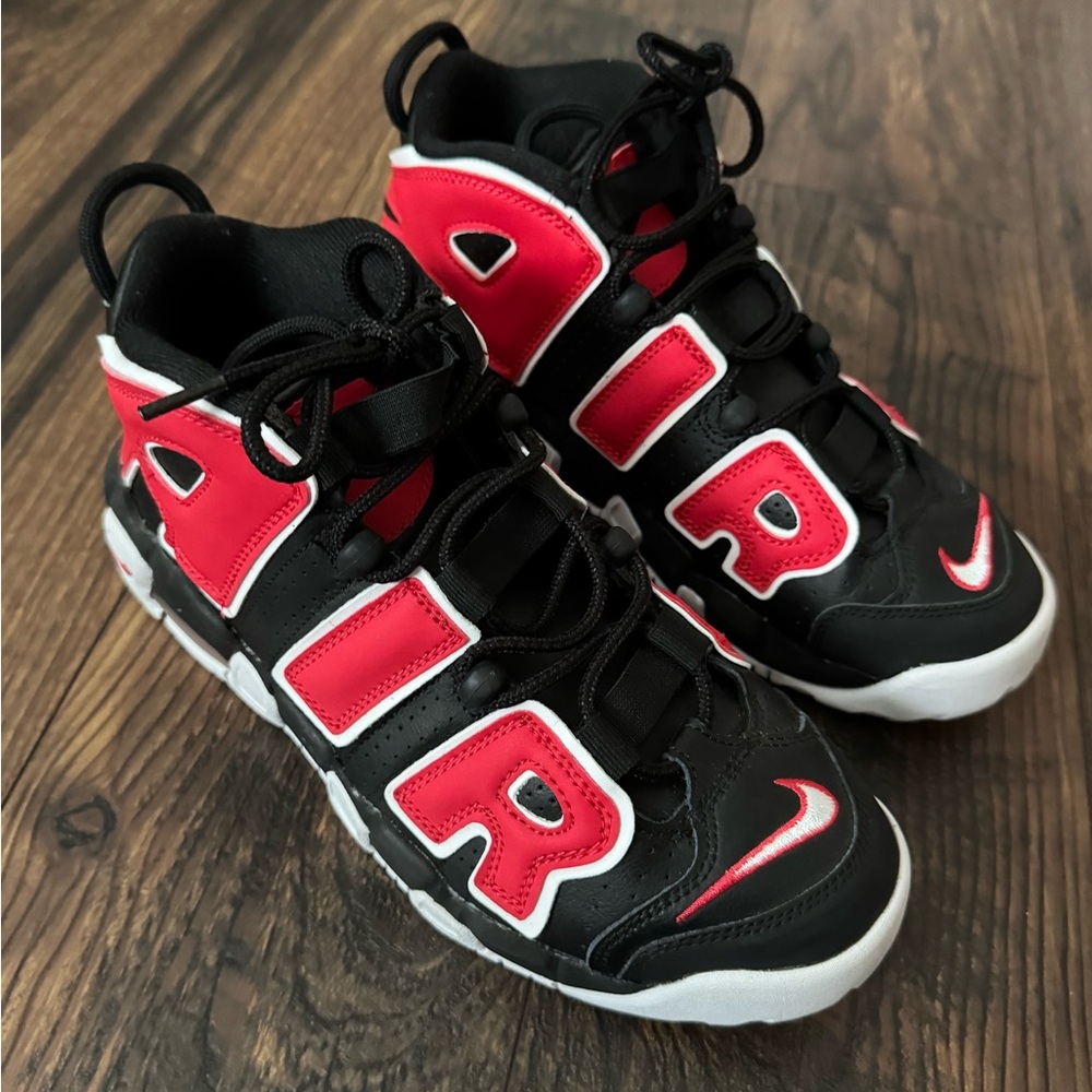 Nike Air More Uptempo GS Black Red White Shoes DM3190-001 Size 7 youth